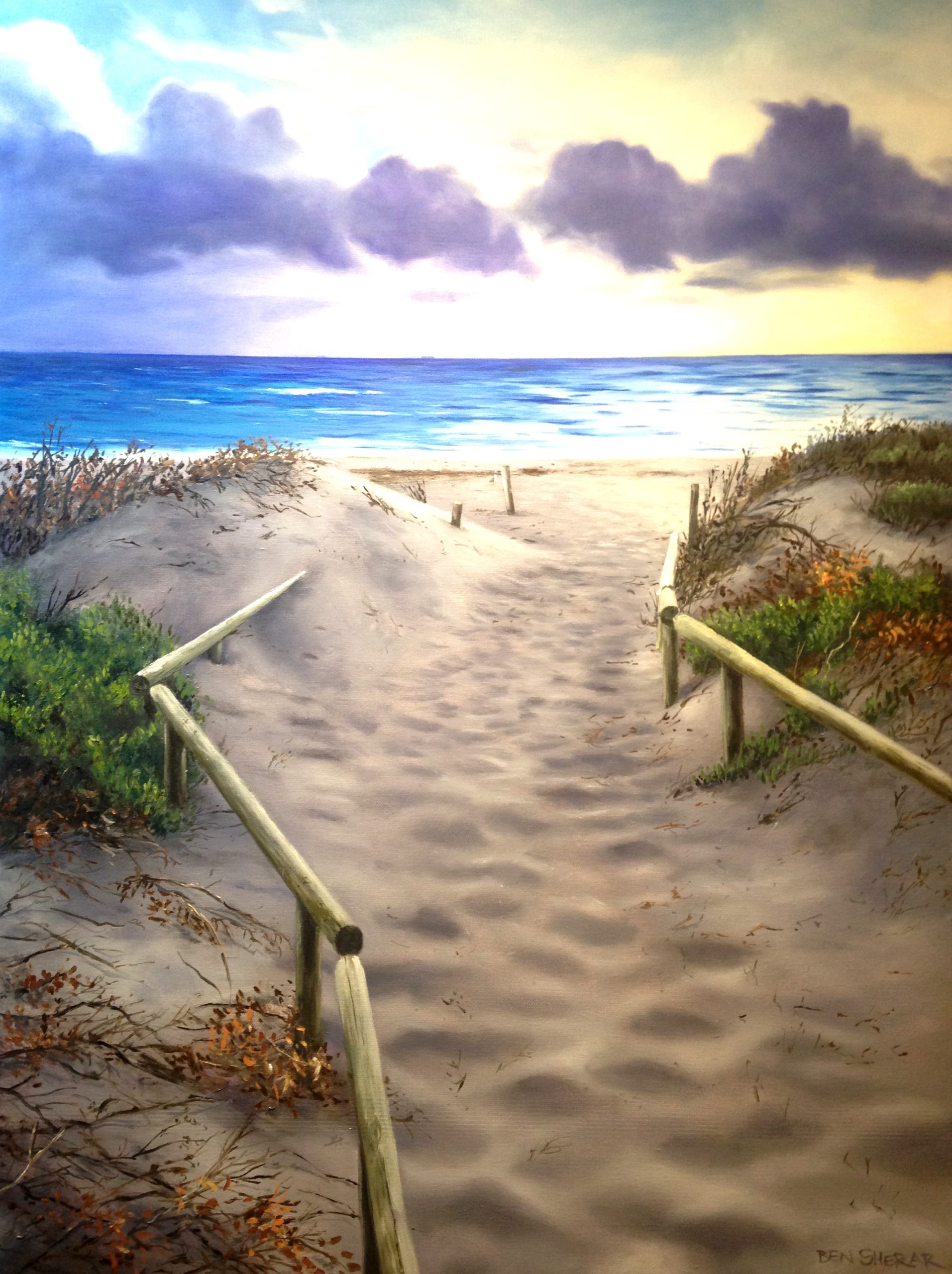 Original Oil Painting on canvas by Ben Sherar of South Beach in South Fremantle