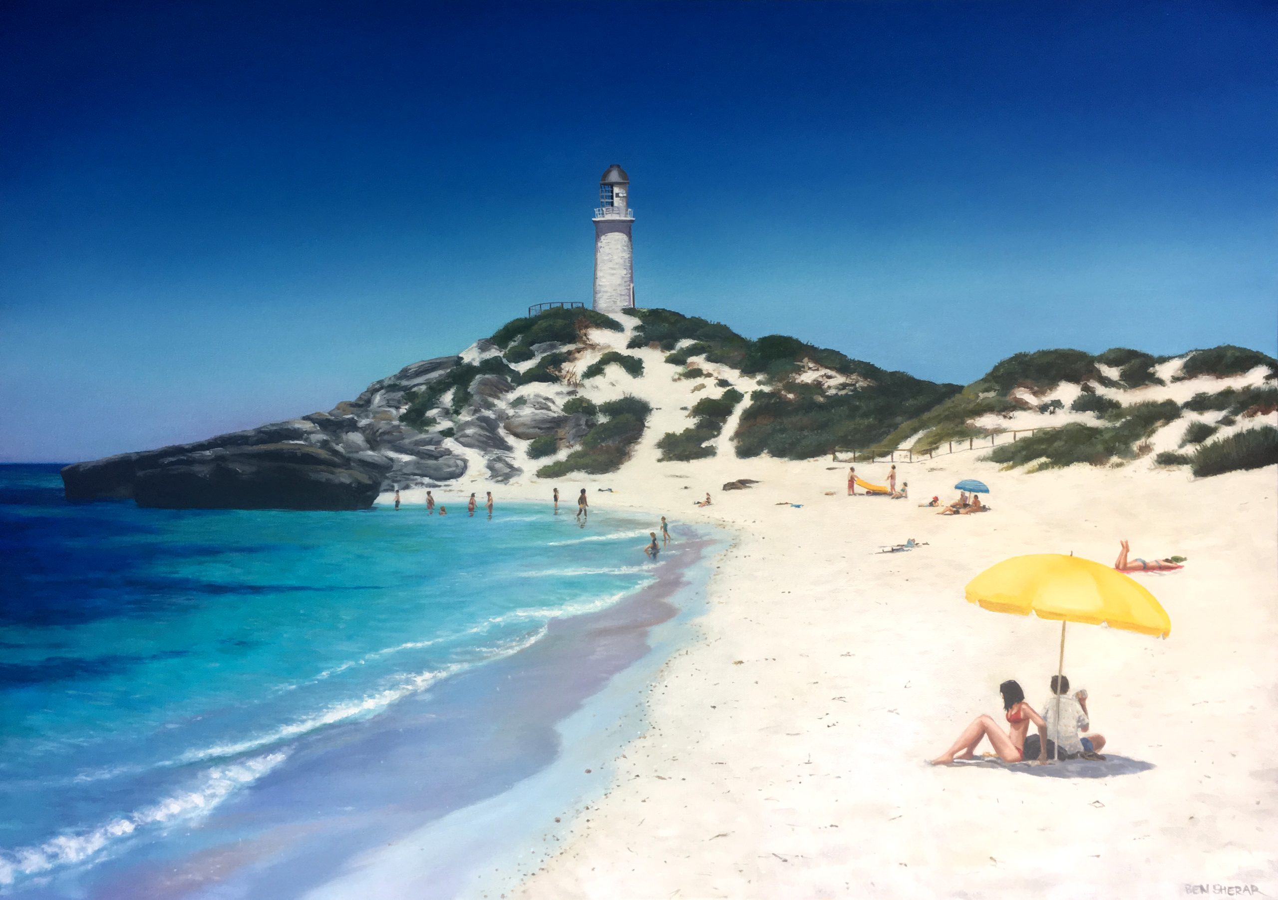 Pinkys Beach Rottnest Island original oil painting by Ben Sherar