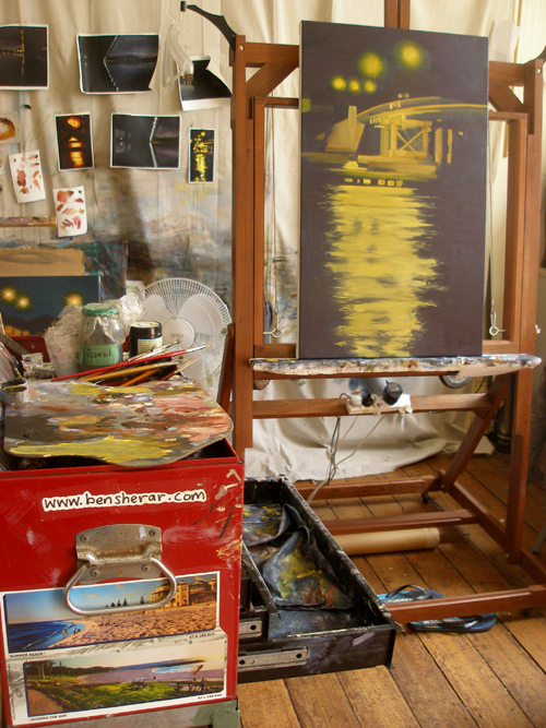 A painting on an easel